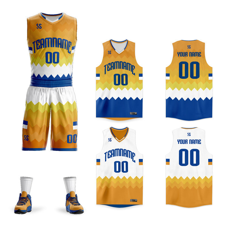 Custom Yellow White-Navy Double Side Kits Sportswear Basketball Jersey |KXKSHOP