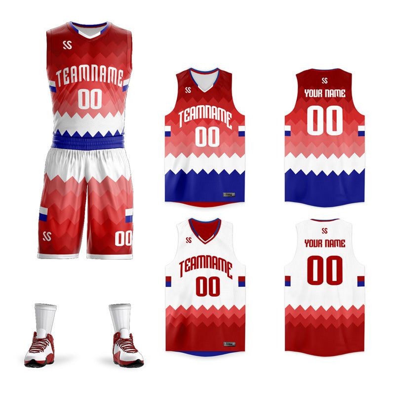 Custom Red White-Navy Double Side Kits Sportswear Basketball Jersey |KXKSHOP