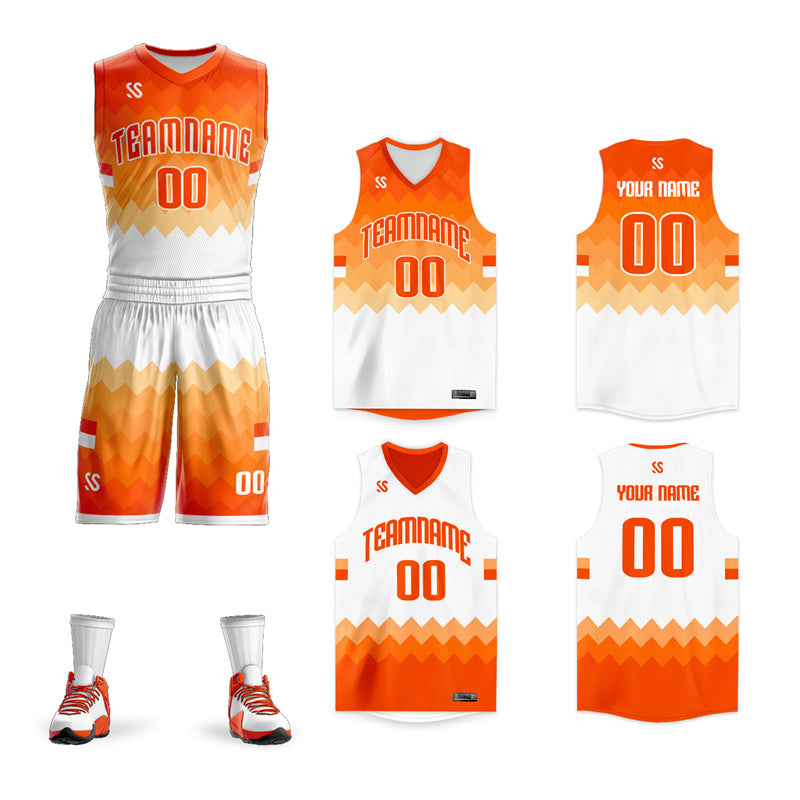 Custom Orange White Double Side Kits Sportswear Basketball Jersey |KXKSHOP