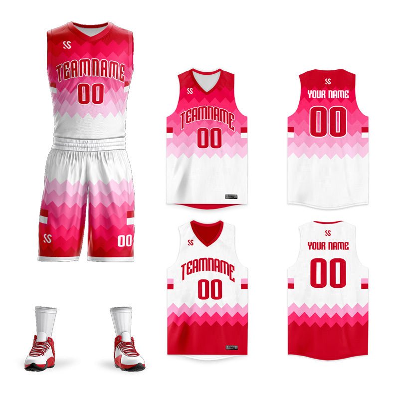 Custom Pink White Double Side Kits Sports Basketball Jersey |KXKSHOP