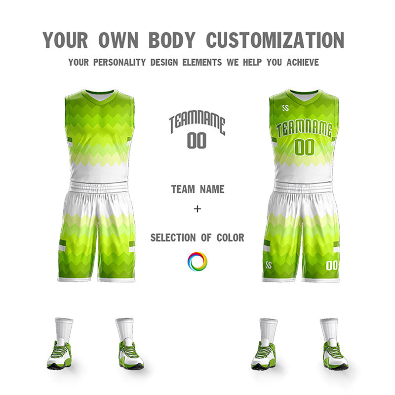 Custom Neon Green Navy-White Side Two-Tone Classic Sports Uniform Basketball Jersey |KXKSHOP
