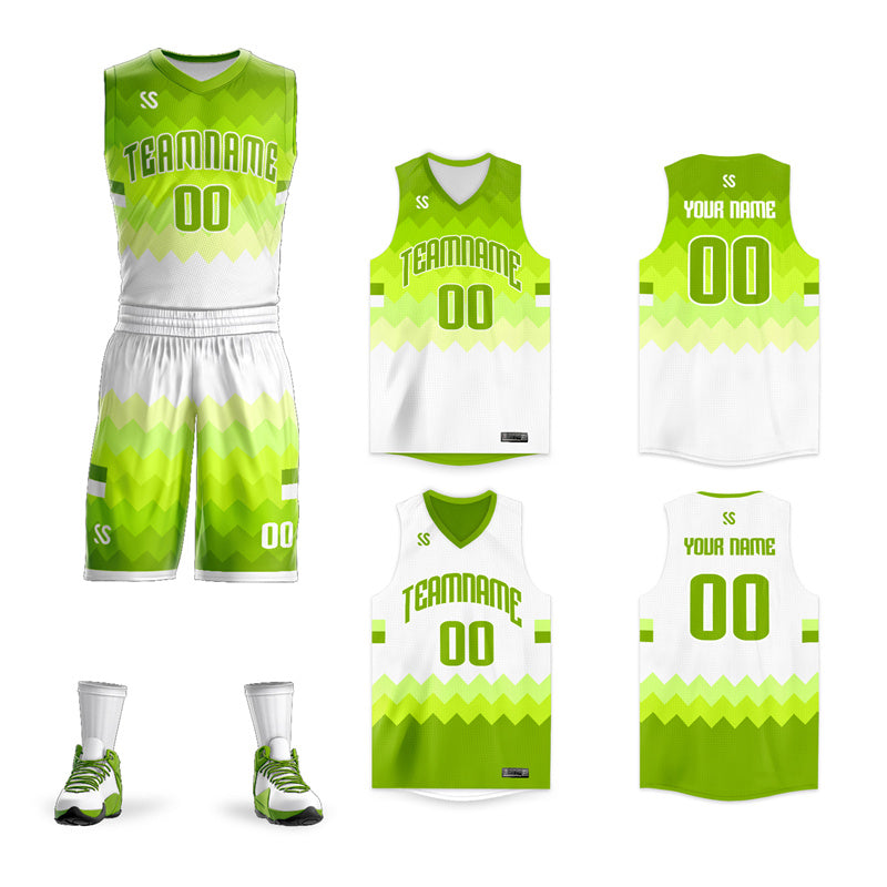 Custom Neon Green White Double Side Kits Sports Basketball Jersey |KXKSHOP