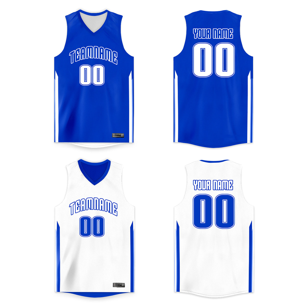 Benutzerdefiniertes königsblaues Basketballtrikot mit doppelseitigen Oberteilen