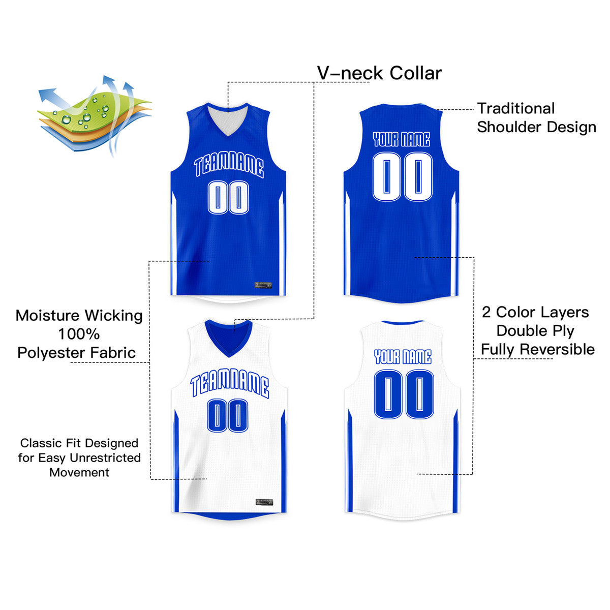 Custom Team Sports Shirts Reversible Personalized Basketball Jersey for Men/Youth| KXKSHOP