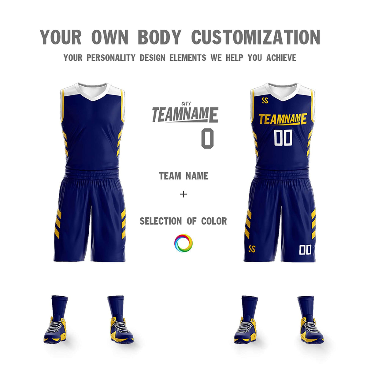 Custom Navy White Double Side Kits Design Sportswear Basketball Jersey