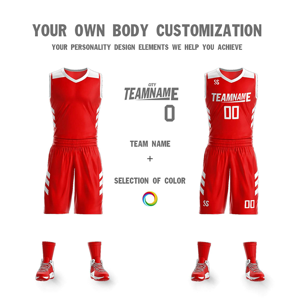 Custom Red White Double Side Kits Design Sportswear Basketball Jersey