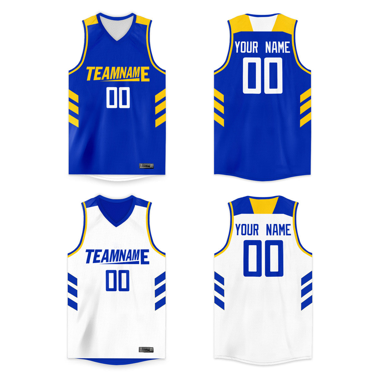 Custom Royal White Yellow Double Side Tops Basketball Jersey |KXKSHOP
