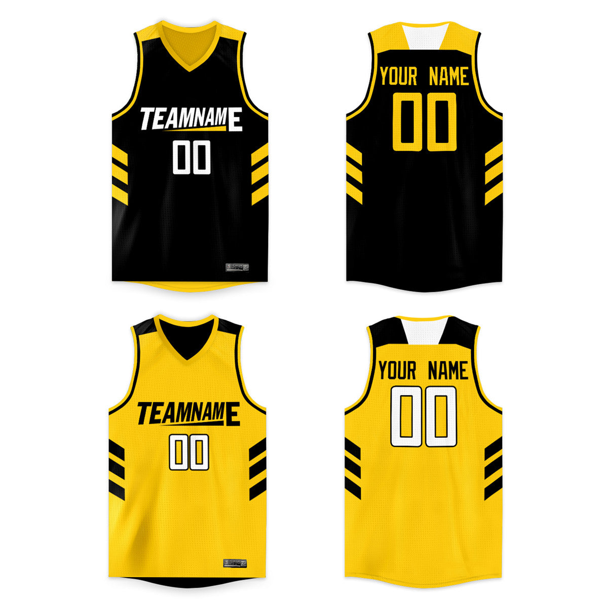Custom Black Yellow Double Side Tops Basketball Jersey |KXKSHOP