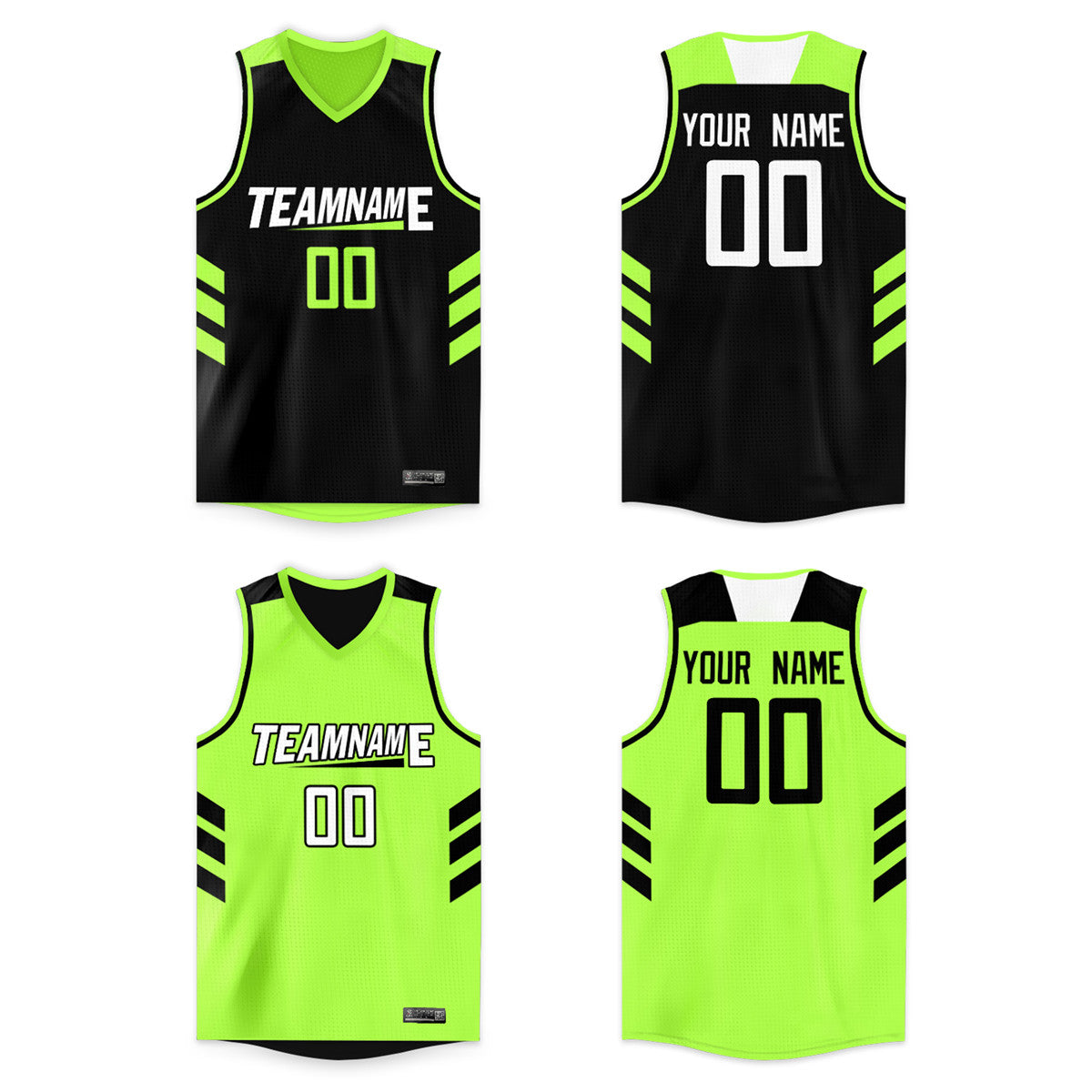 Custom Neon Green Black Double Side Tops Basketball Jersey |KXKSHOP