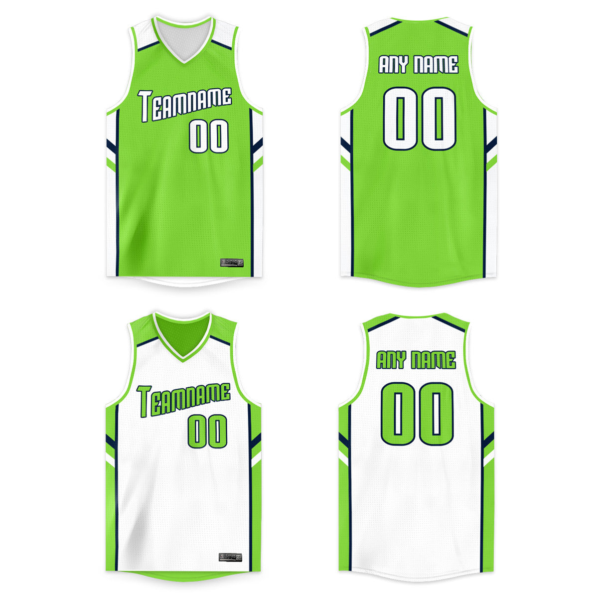 Custom White Green Double Side Tops Basketball Jersey |KXKSHOP