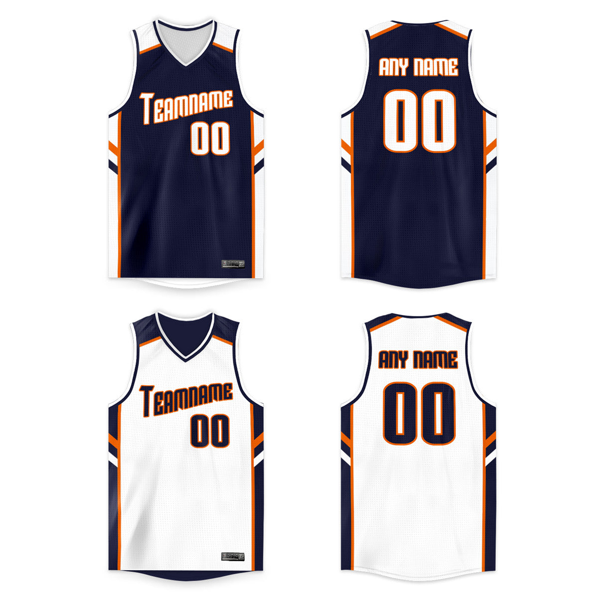 Custom Navy White-Orange Double Side Tops Men/Boy Basketball Jersey |KXKSHOP