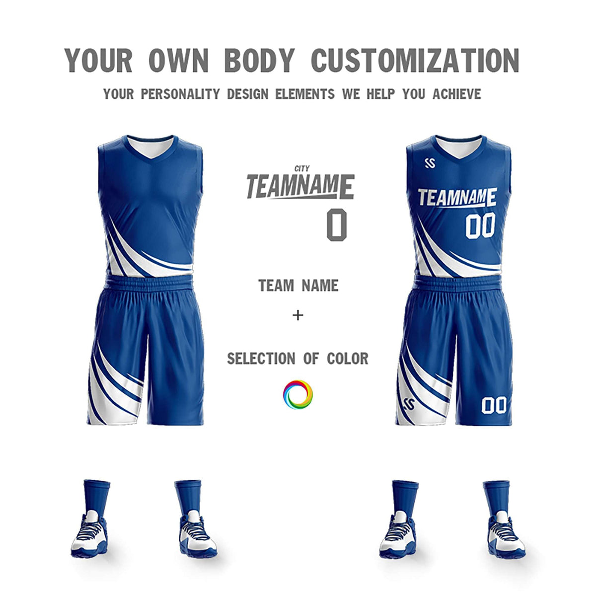 Custom Blue White Double Side Kits Design Sportswear Basketball Jersey