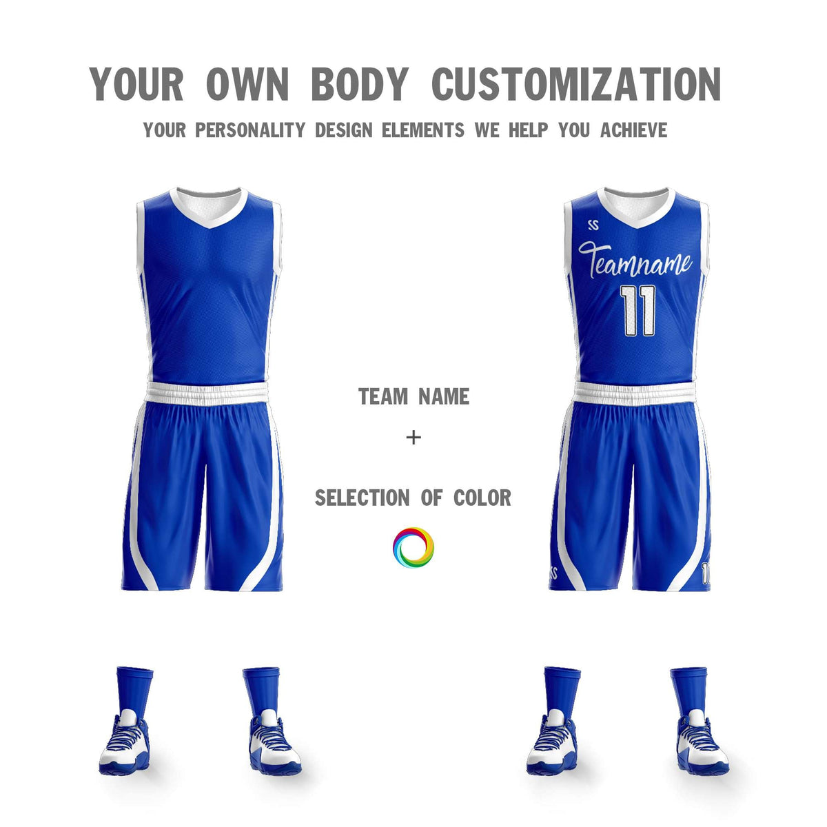 Custom Royal White Double Side Kits Design Sportswear Basketball Jersey