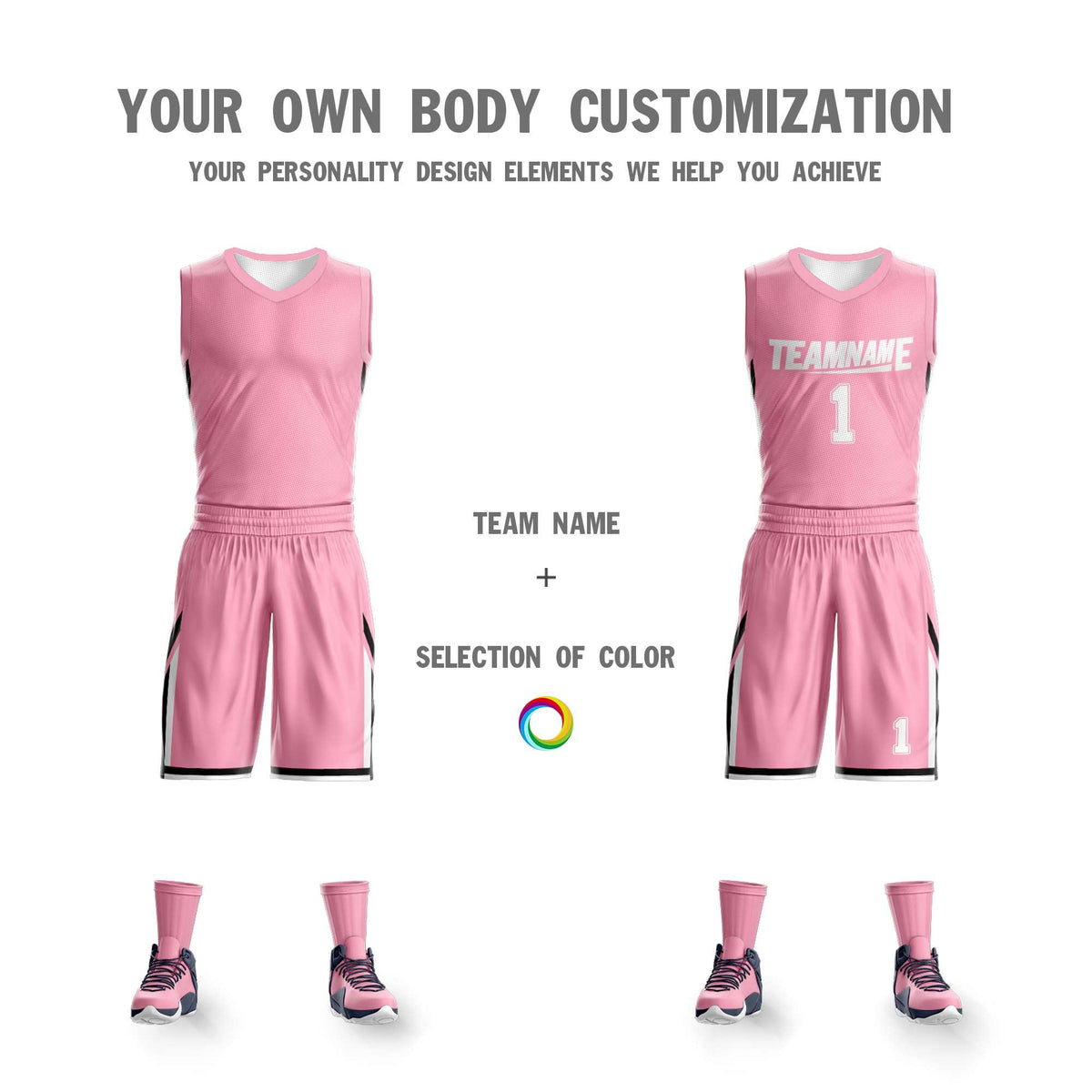 Custom Pink White Double Side Kits Design Sportswear Basketball Jersey