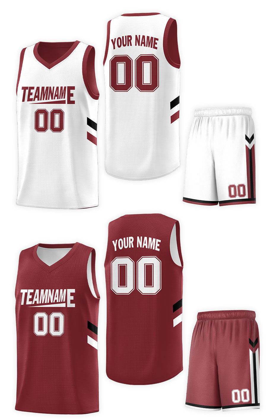 Benutzerdefinierte Weiß Rot Doppel Seite Kits Design Sportswear Basketball Jersey