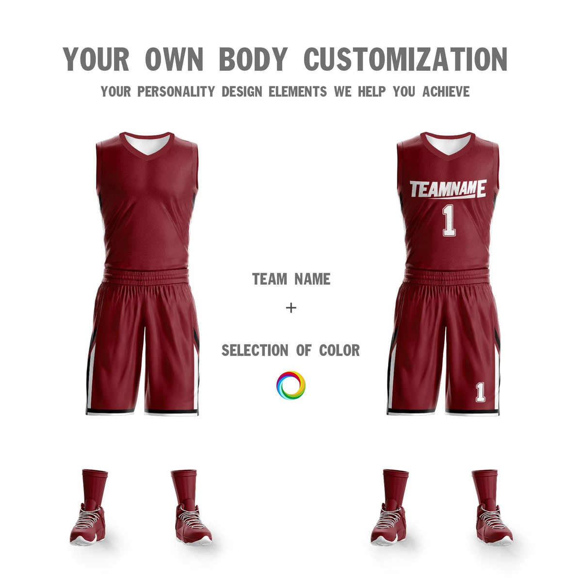 Custom Red White Double Side Kits Design Sportswear Basketball Jersey