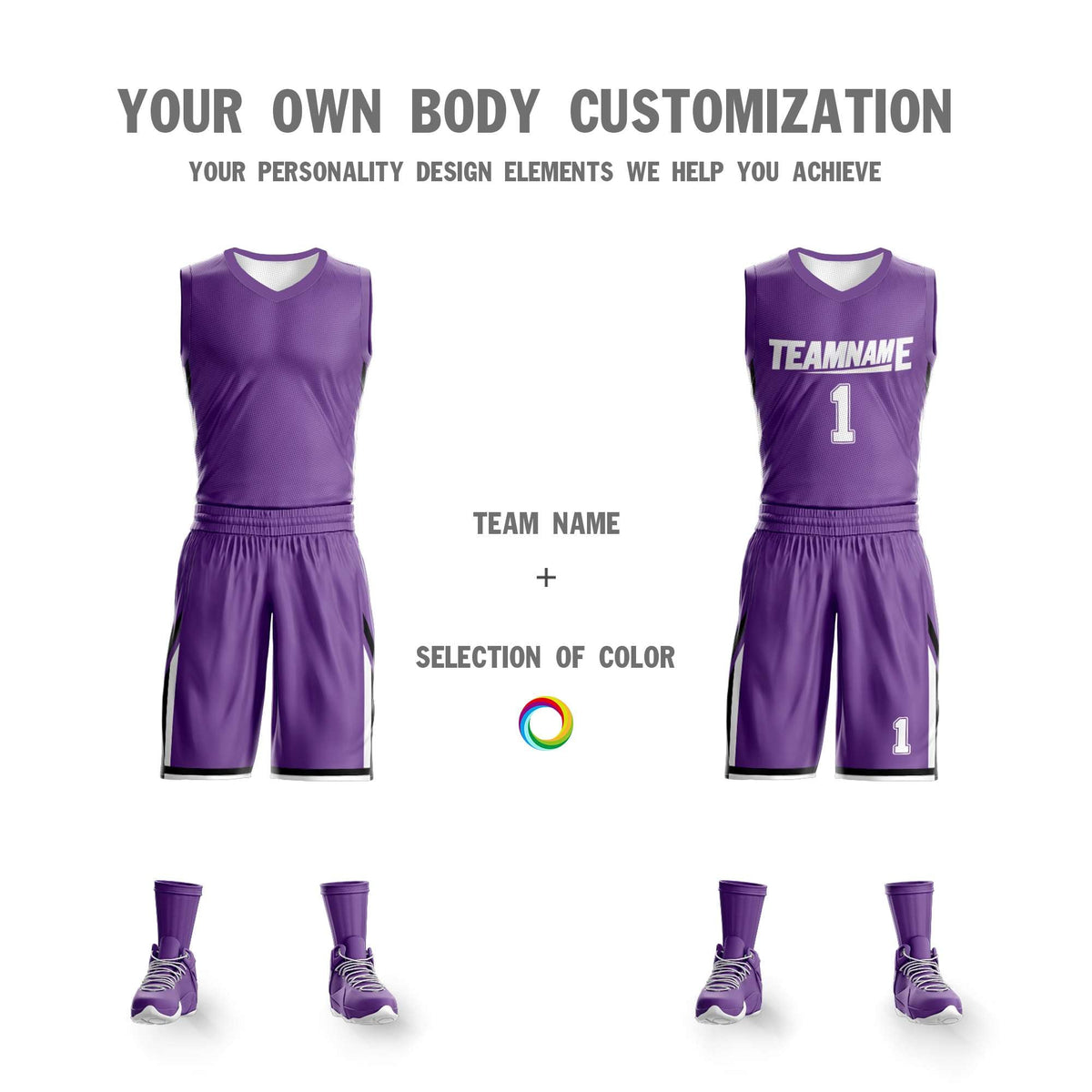 Custom Purple White Double Side Kits Design Sportswear Basketball Jersey
