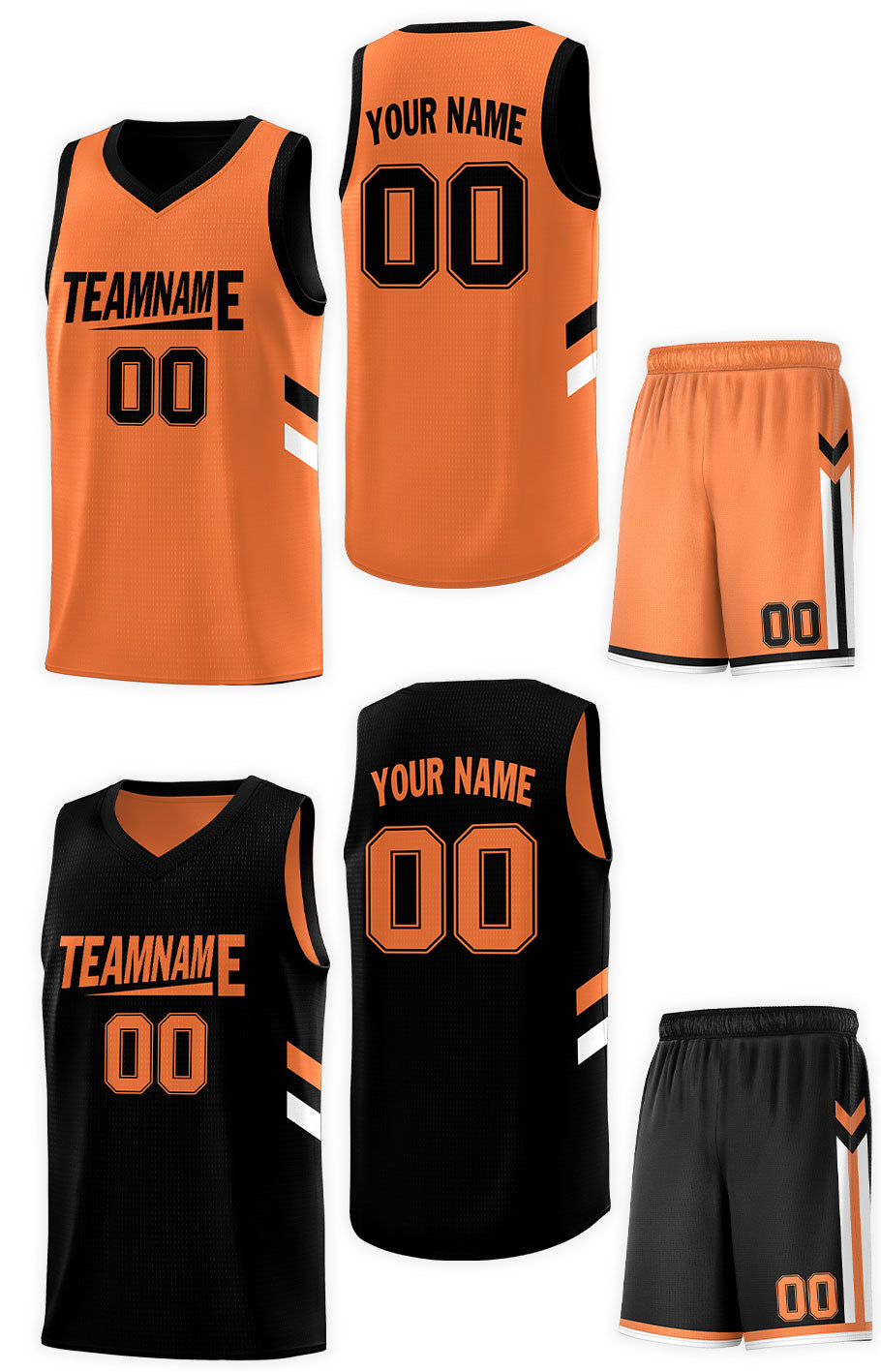 Custom Black Orange Double Side Kits Design Sportswear Basketball Jersey