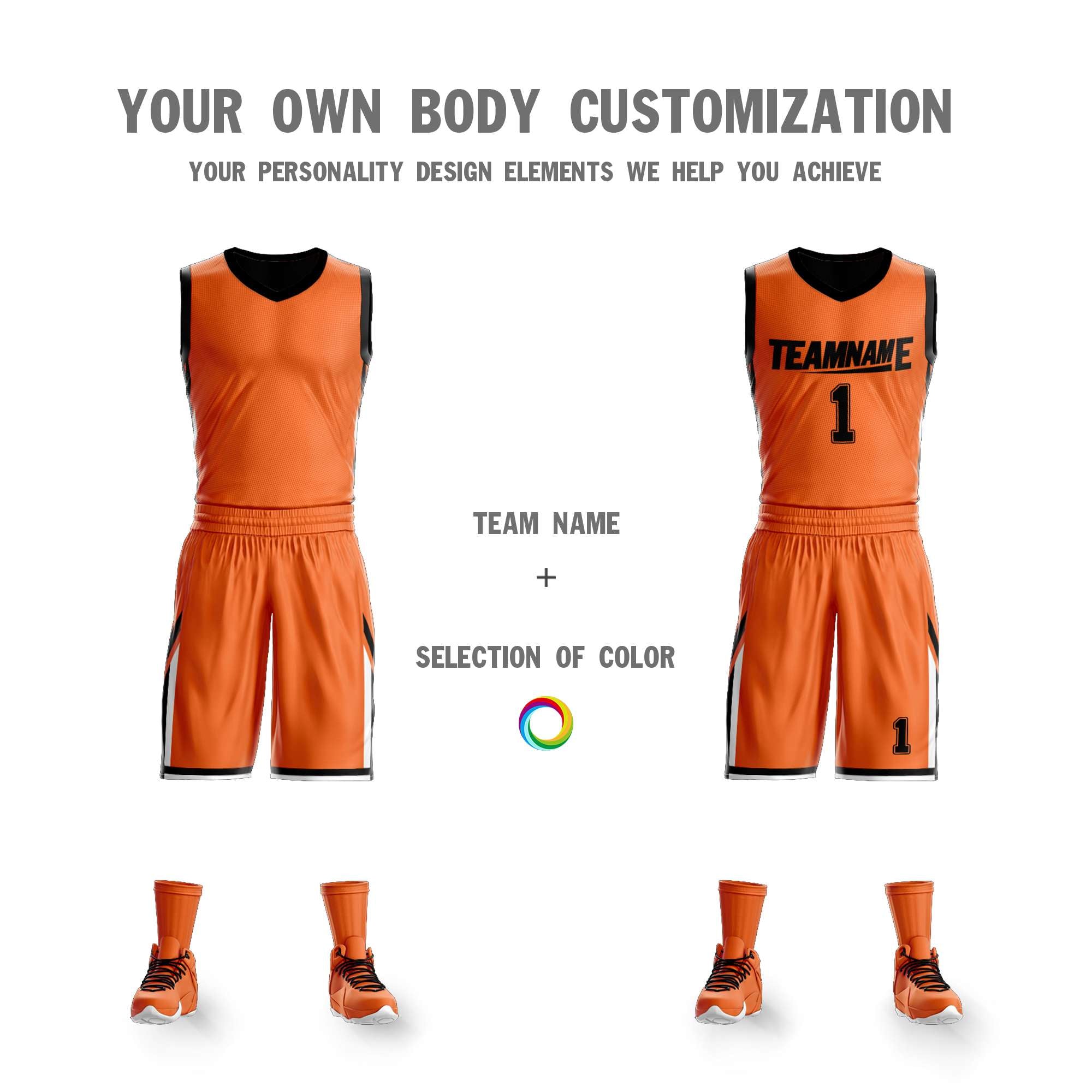 Benutzerdefinierte Orange Schwarz Doppel Seite Kits Design Sportswear Basketball Jersey