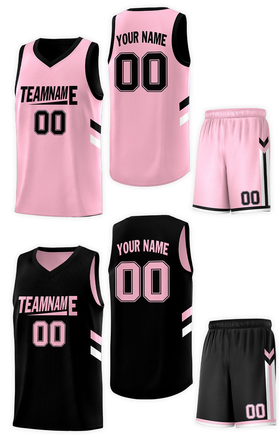 Benutzerdefinierte Schwarz Rosa Doppel Seite Kits Design Sportswear Basketball Jersey