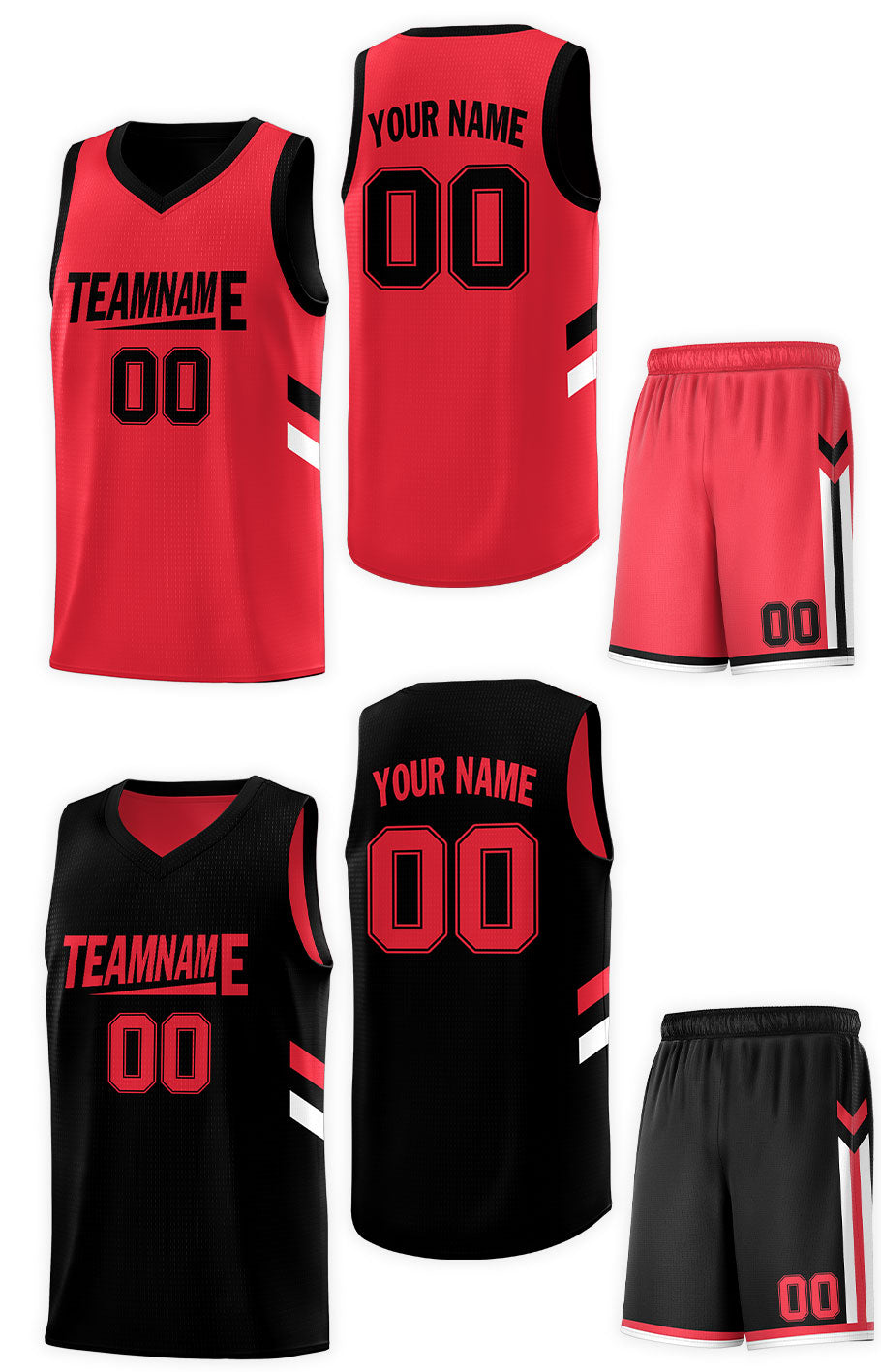 Custom Red Black Double Side Kits Design Sportswear Basketball Jersey