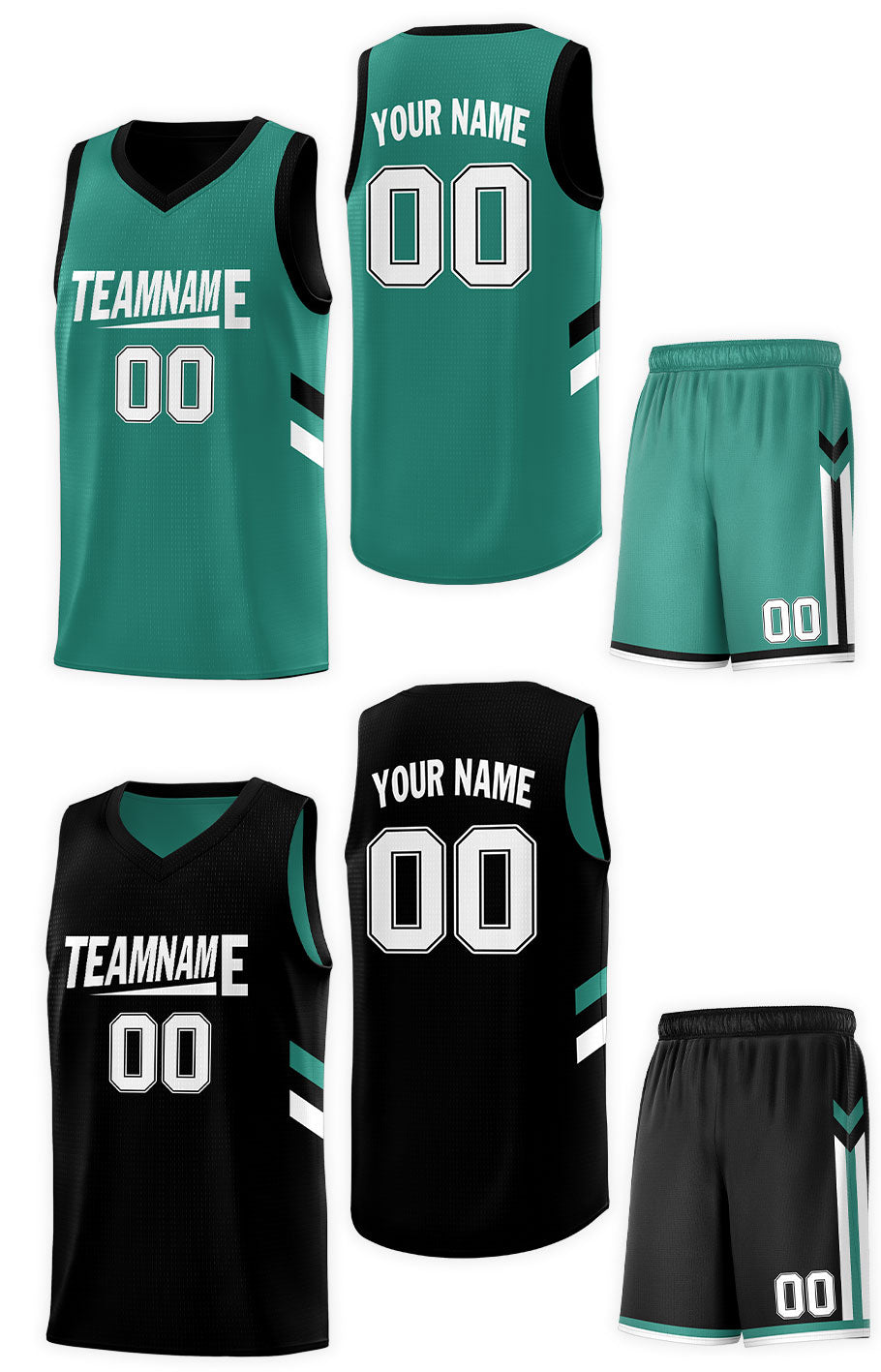 Custom Black Green Double Side Kits Design Sportswear Basketball Jersey