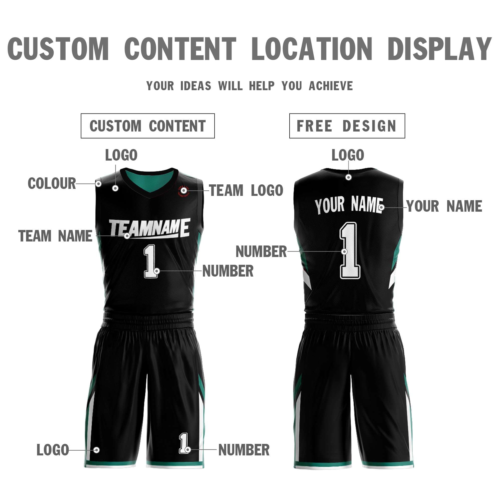 Benutzerdefinierte Schwarz Grün Doppel Seite Kits Design Sportswear Basketball Jersey