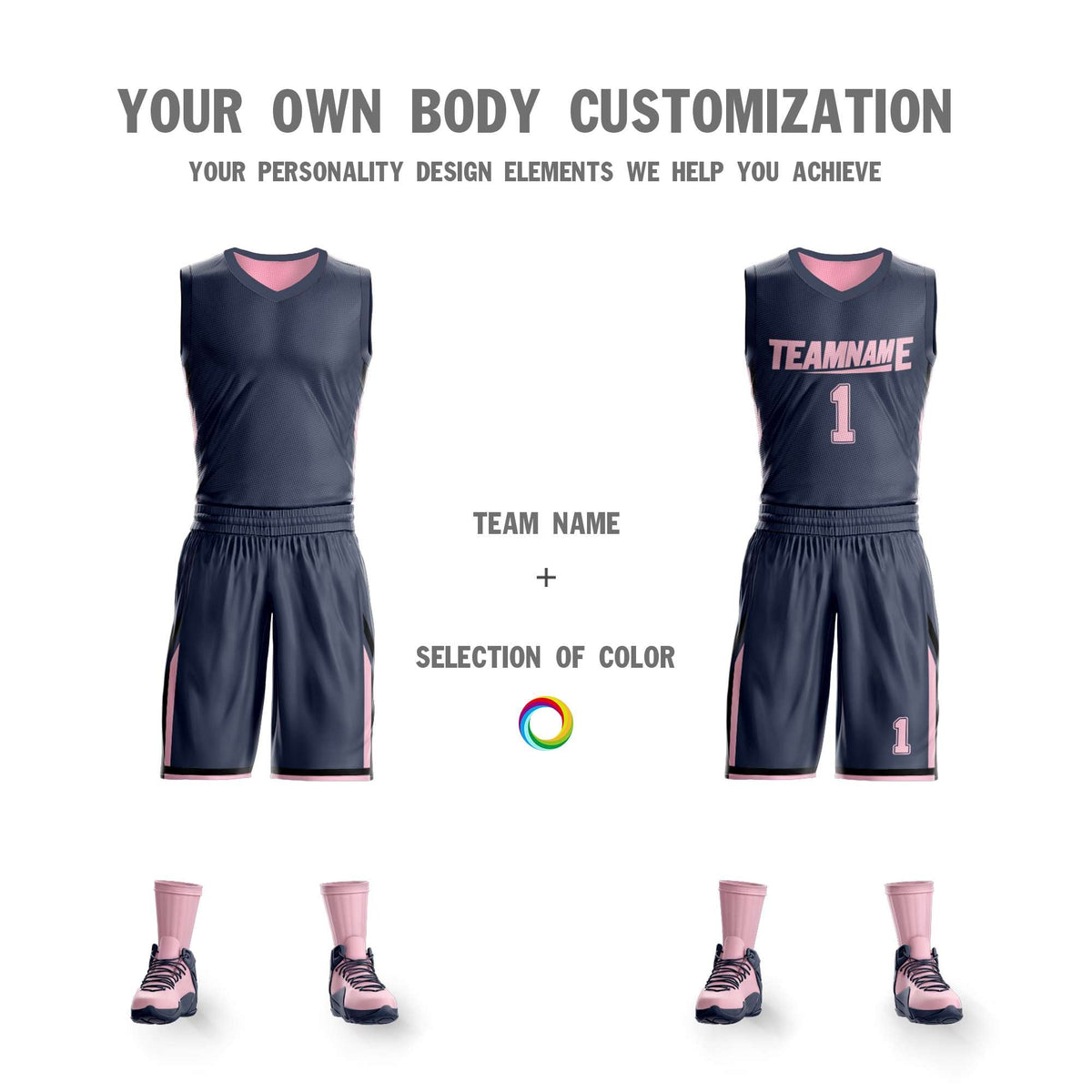 Custom Dark Gray Pink Double Side Kits Design Sportswear Basketball Jersey
