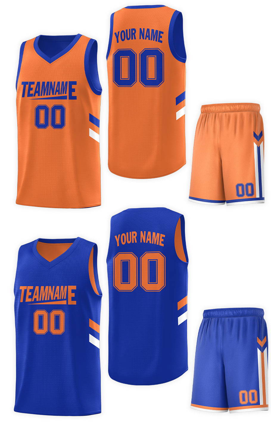 Benutzerdefinierte Orange Royal Doppel Seite Kits Design Sportswear Basketball Jersey