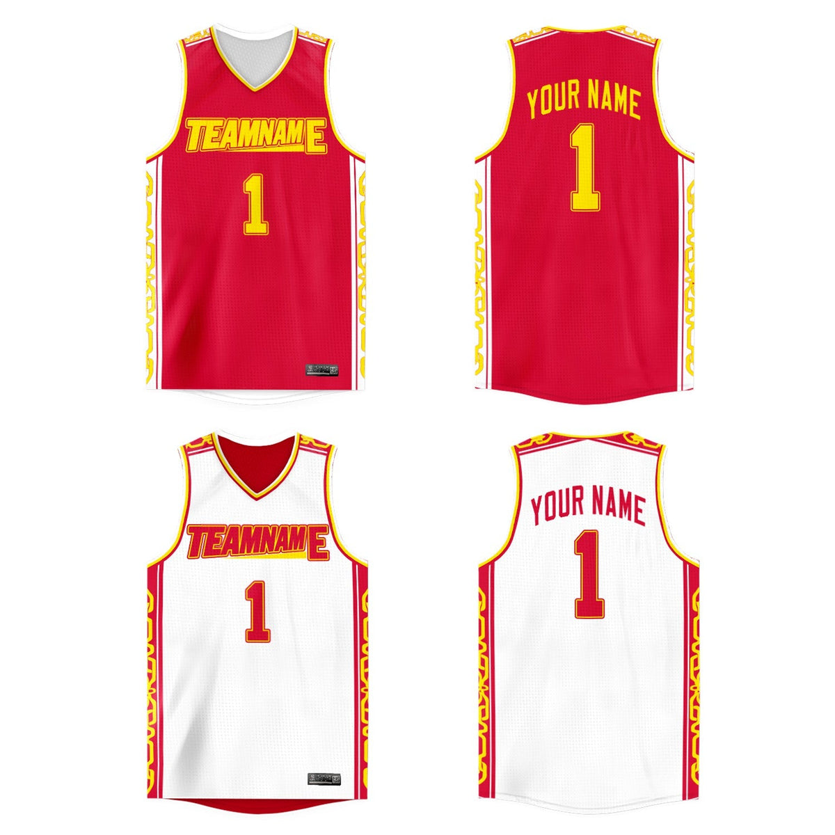 Maillot de basket-ball athlétique personnalisé rouge et blanc à double face