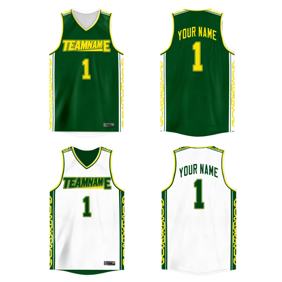Maillot de basket-ball athlétique personnalisé vert et blanc à double face
