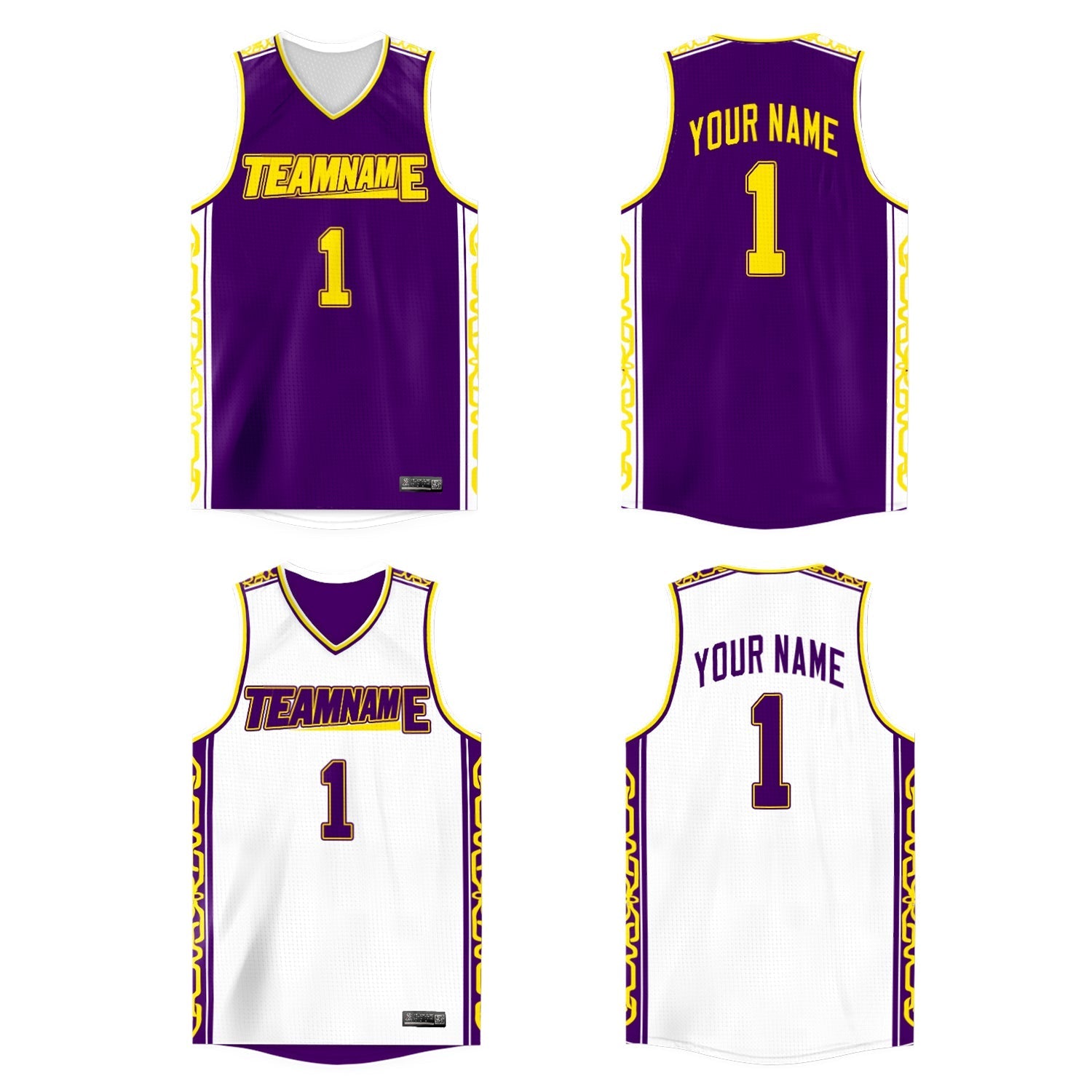 Maillot de basket-ball athlétique personnalisé violet et blanc à double face