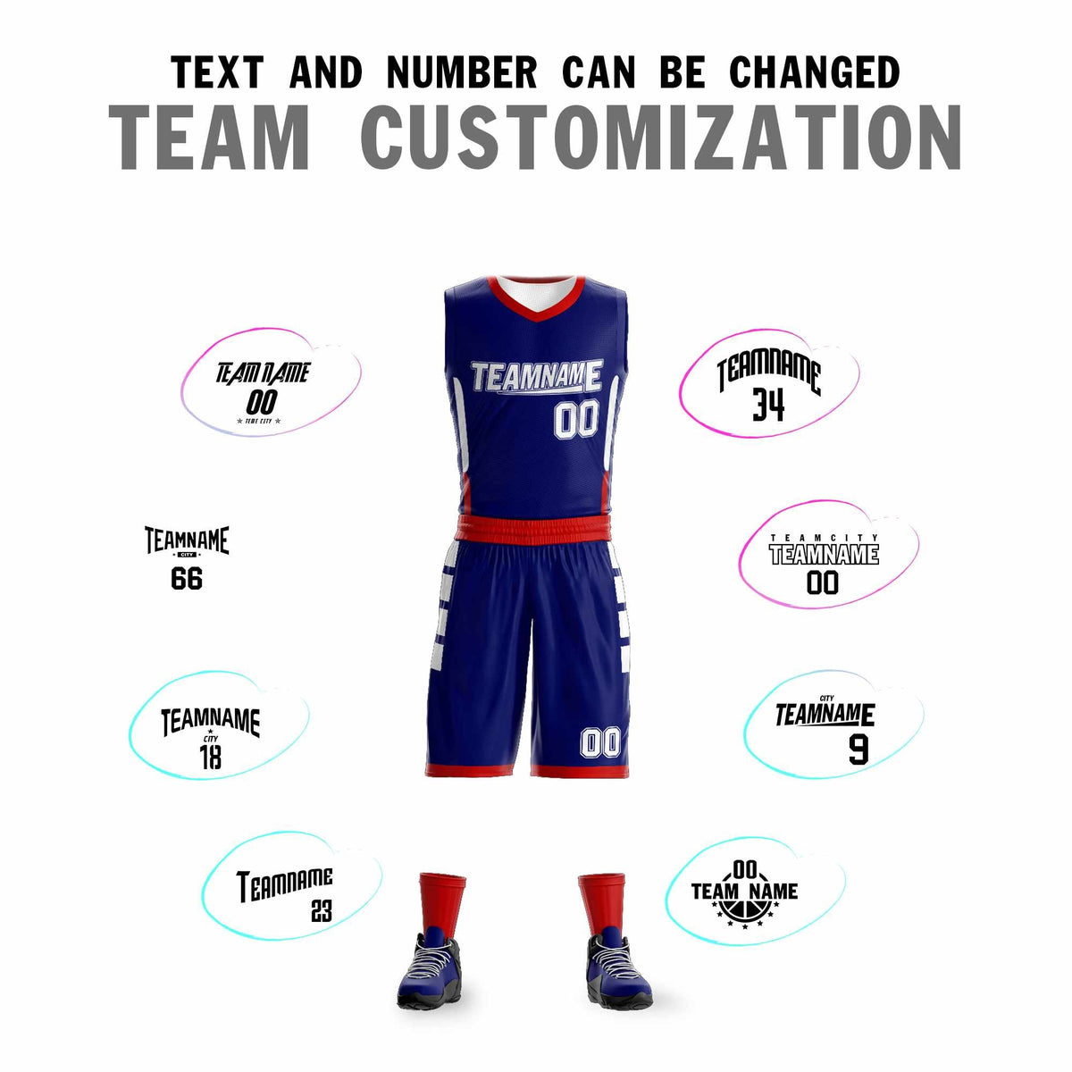 Custom Navy White Double Side Kits Design Sportswear Basketball Jersey