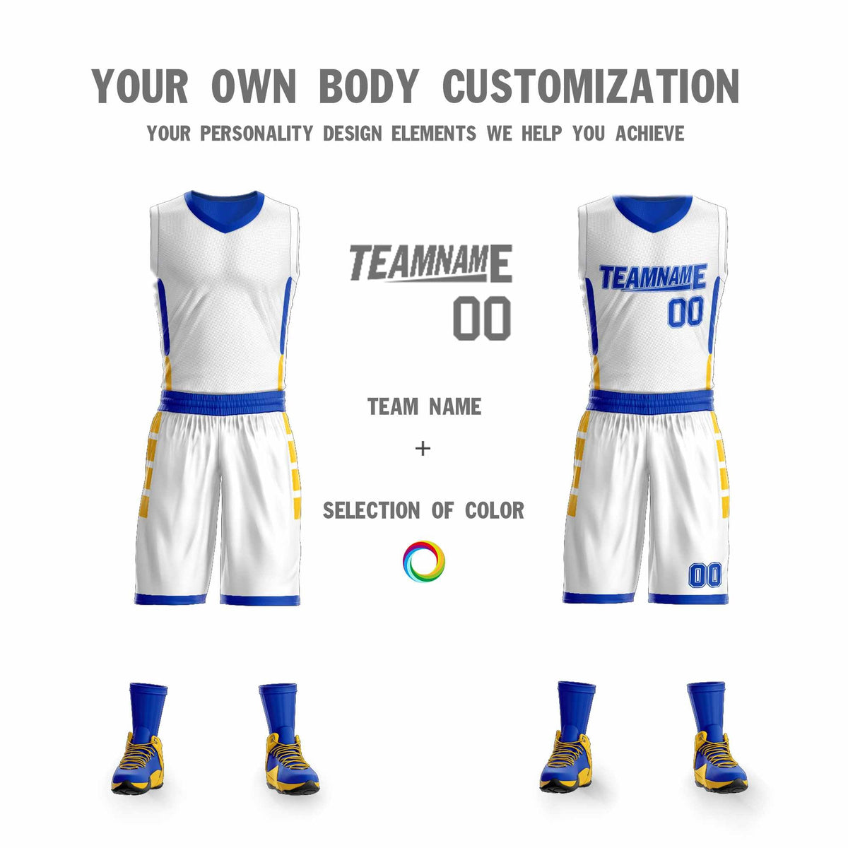 Custom White Royal Double Side Kits Design Sportswear Basketball Jersey