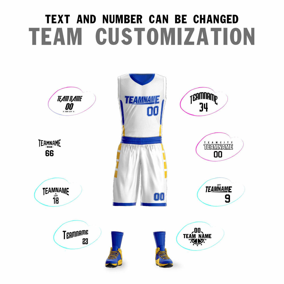 Custom White Royal Double Side Kits Design Sportswear Basketball Jersey