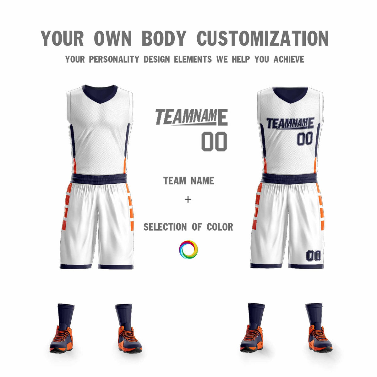 Custom White Navy Double Side Kits Design Sportswear Basketball Jersey