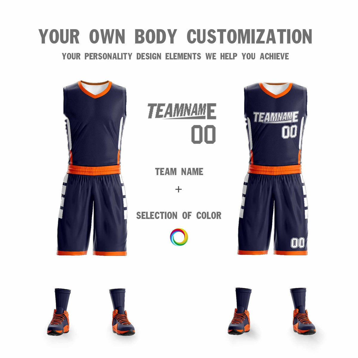 Custom Navy White Double Side Kits Design Sportswear Basketball Jersey