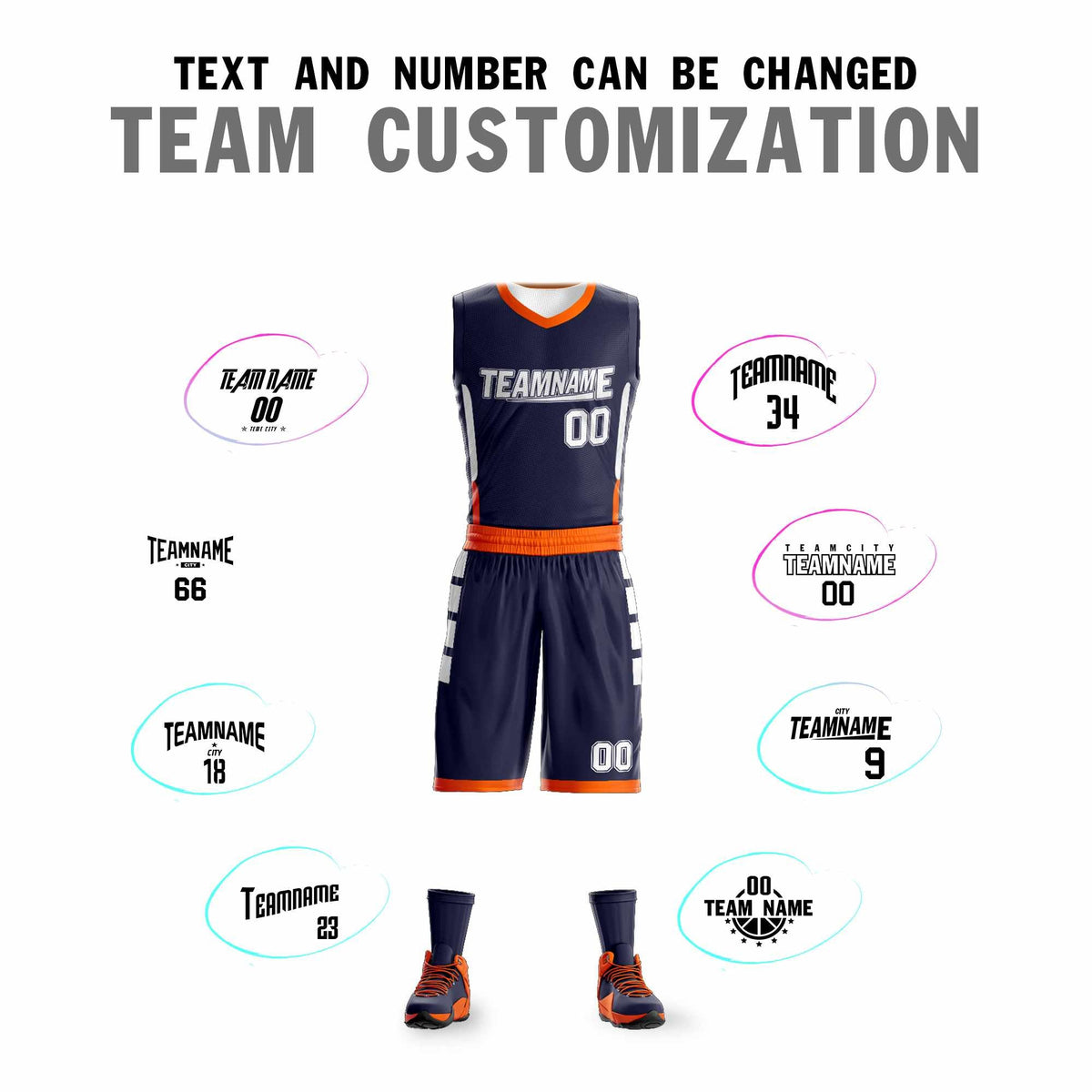 Custom Navy White Double Side Kits Design Sportswear Basketball Jersey