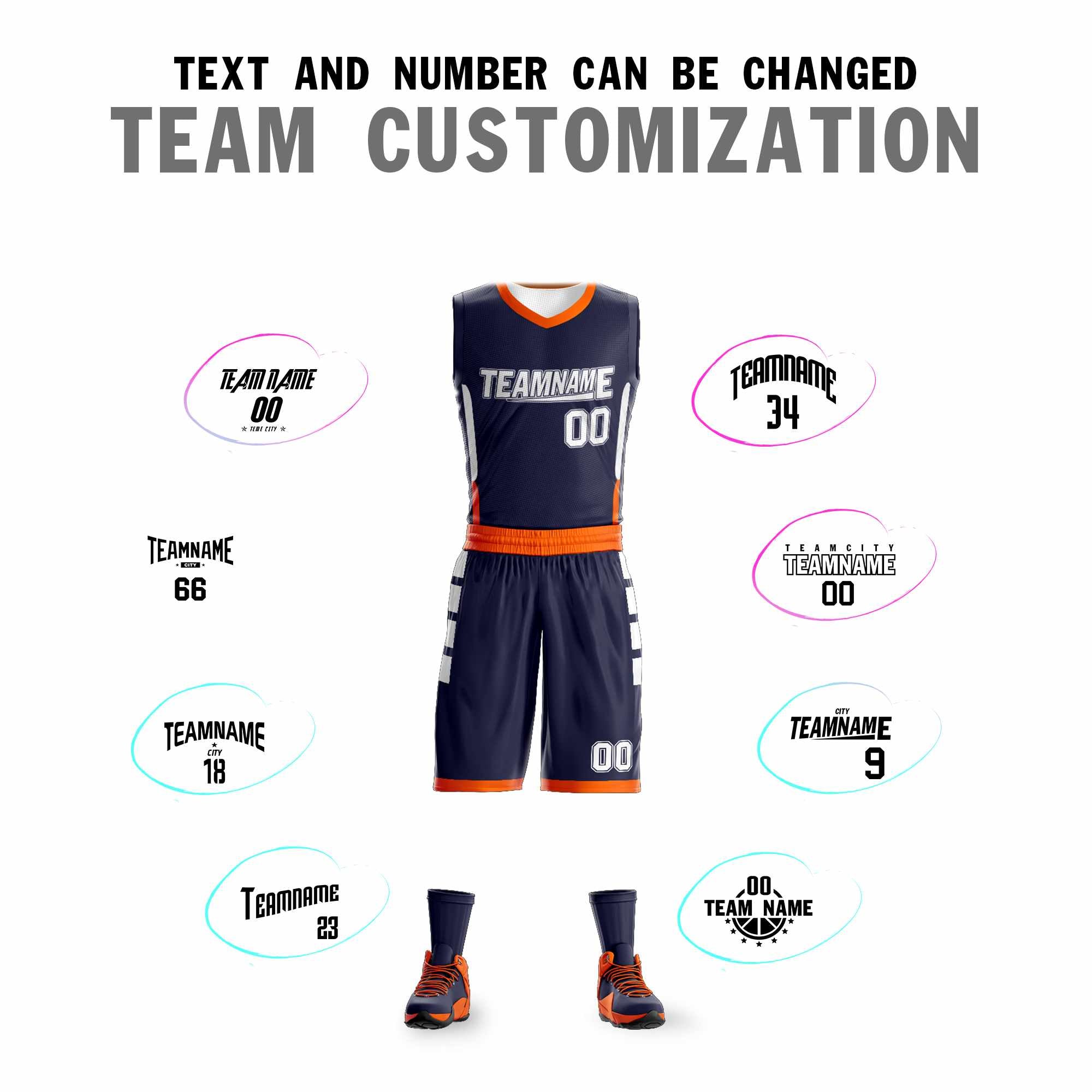 Custom Navy White Double Side Kits Design Sportswear Basketball Jersey