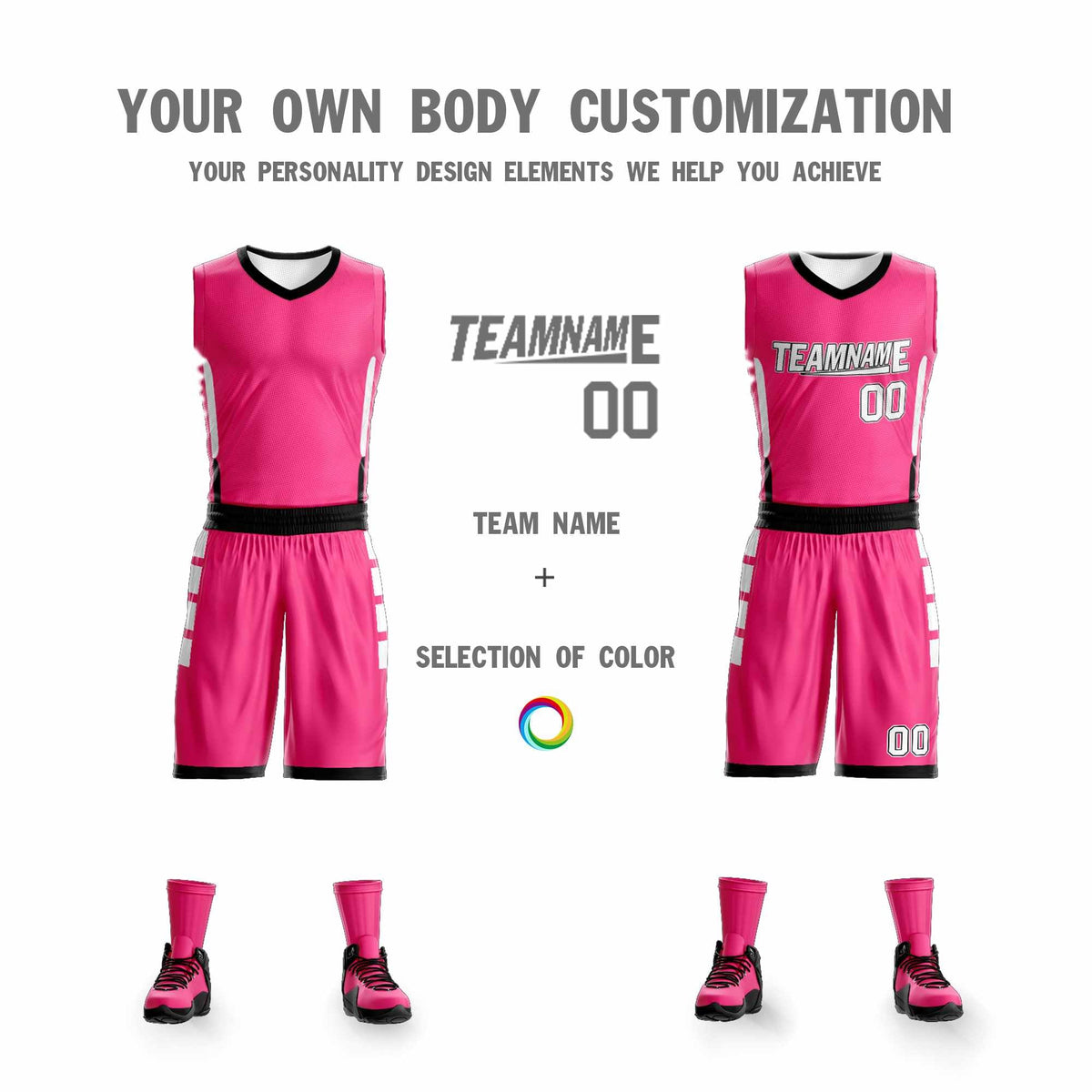 Custom Pink White Double Side Kits Design Sportswear Basketball Jersey