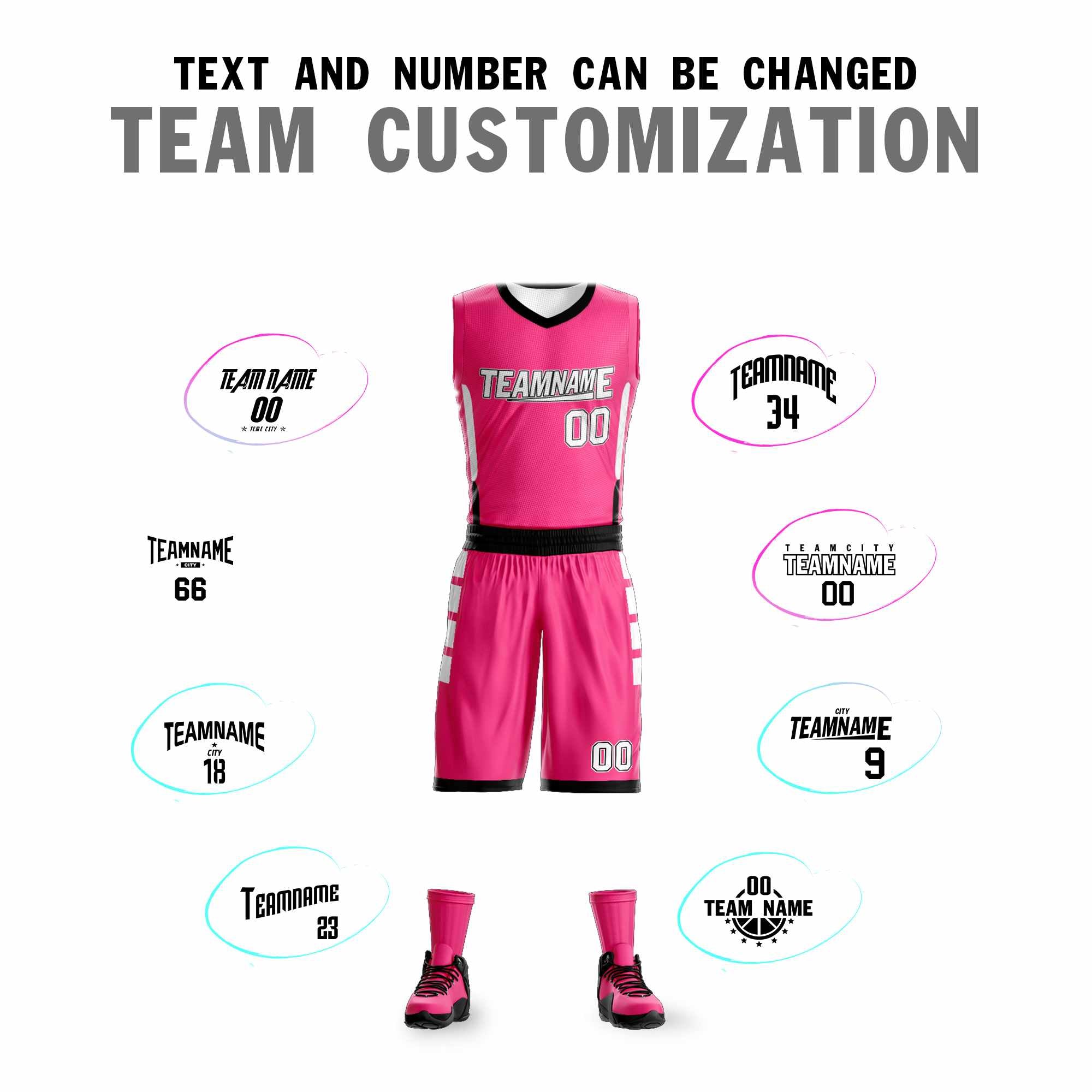 Custom Pink White Double Side Kits Design Sportswear Basketball Jersey