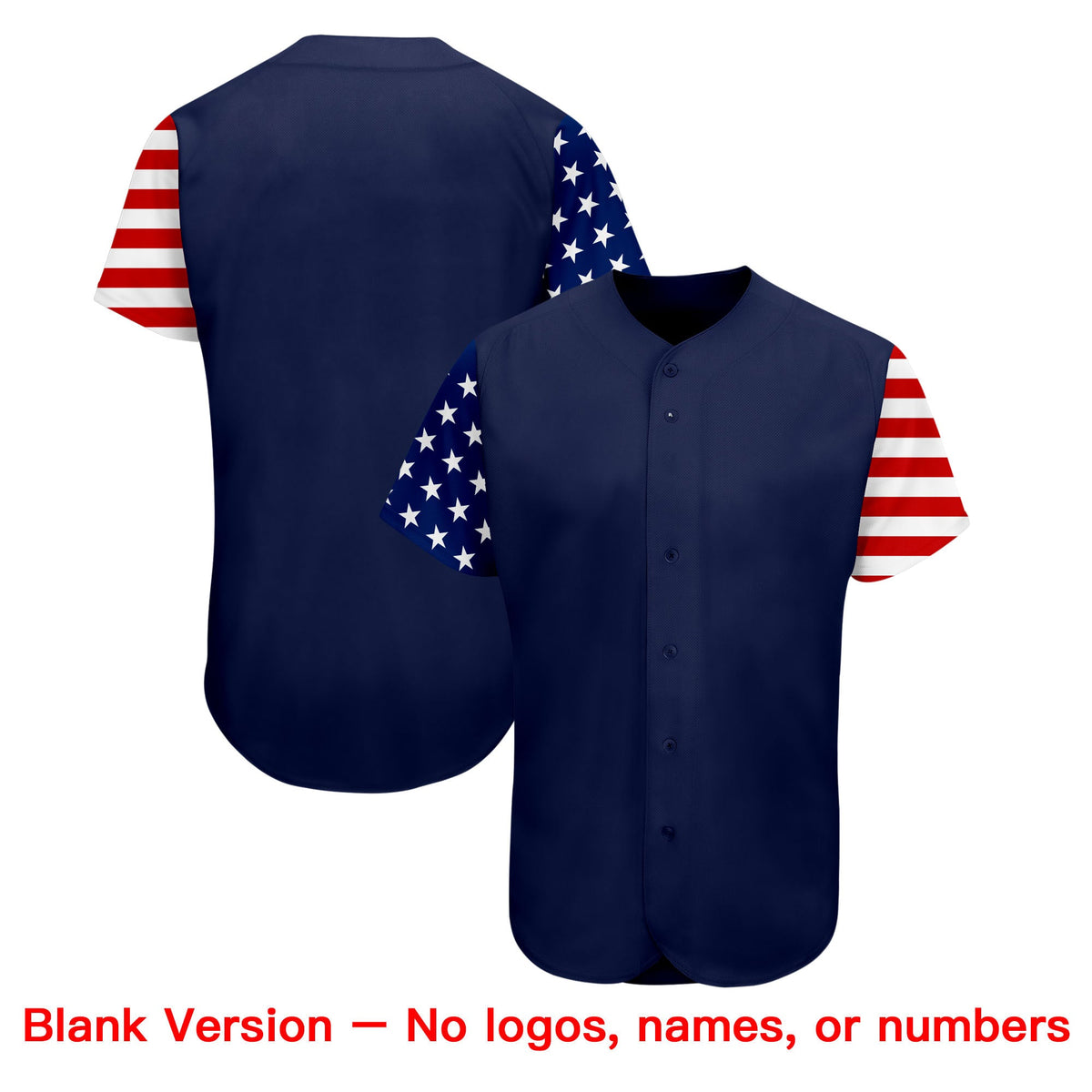 Custom Navy White-Red American Flag Authentic Baseball Jersey