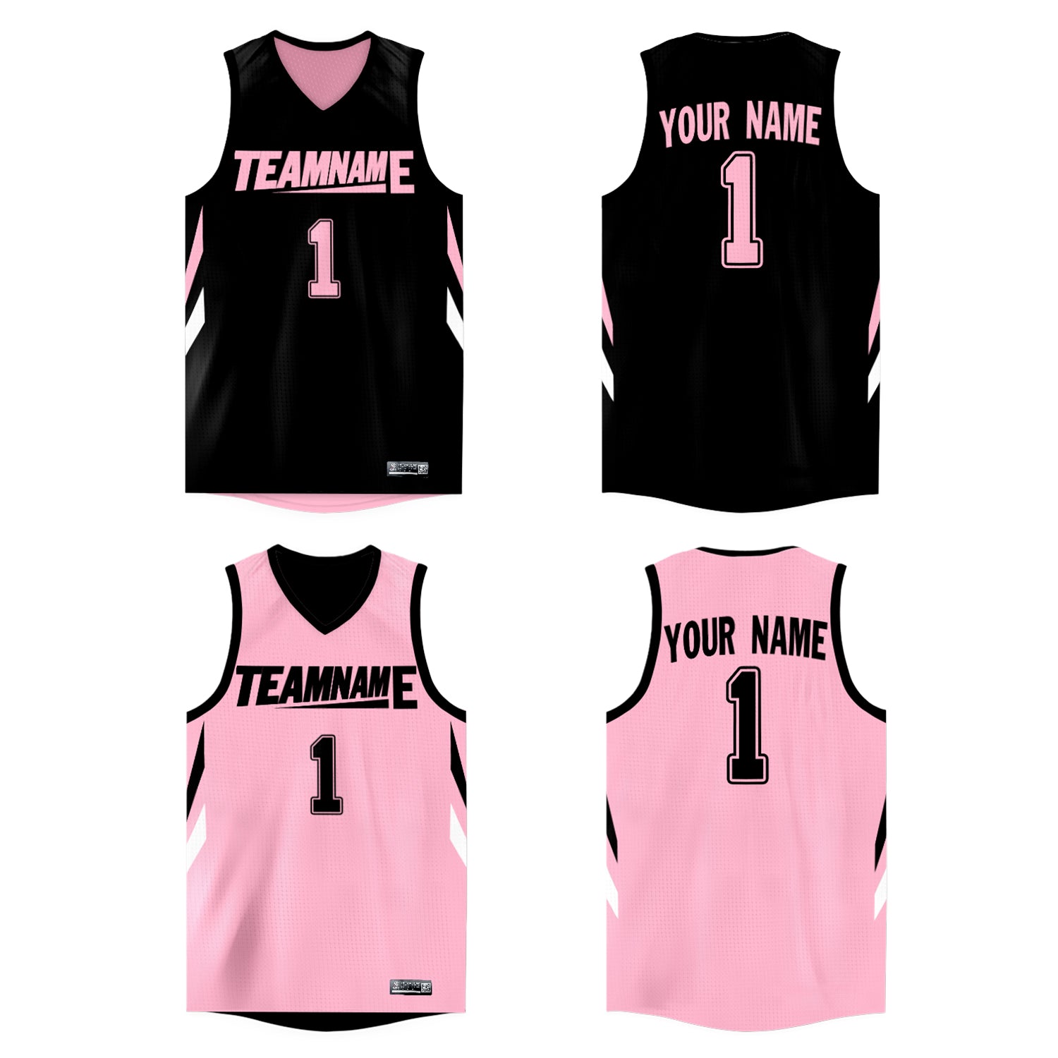 Benutzerdefinierte schwarz rosa doppelseitige Tops Athletic Basketball Jersey