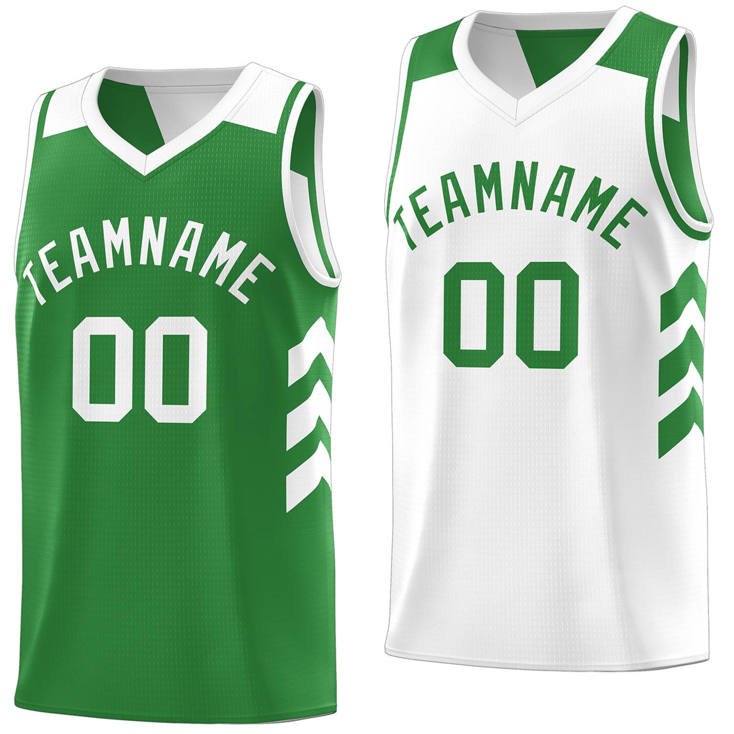 Benutzerdefinierte grün weiß reversible Doppel Seite Tops Basketball Jersey