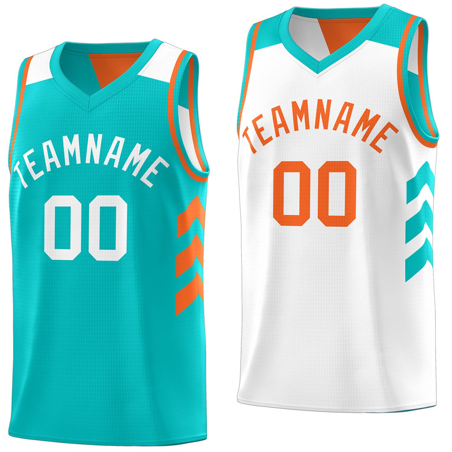 Benutzerdefinierte Aqua Weiß Reversible Doppel Seite Tops Basketball Jersey