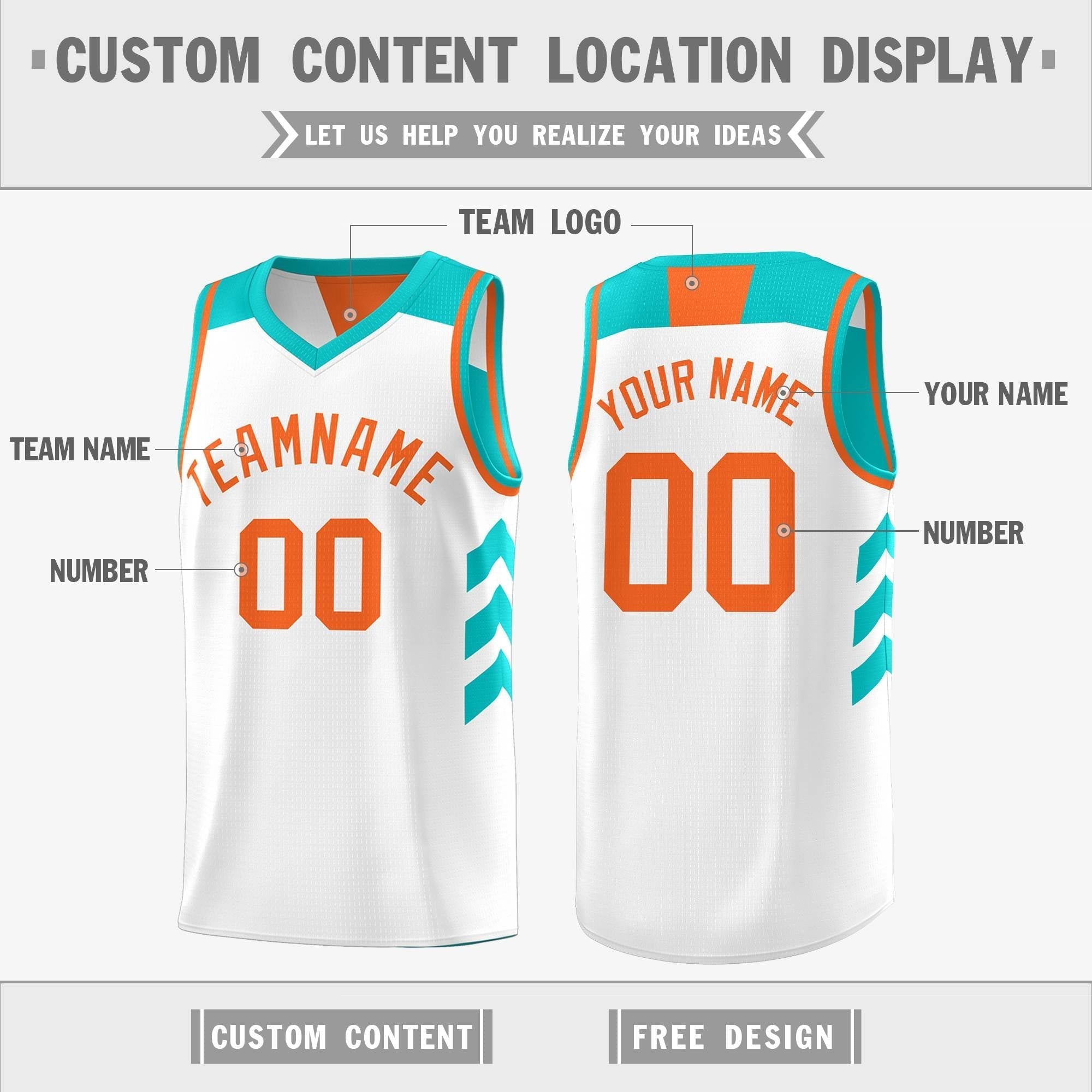 Benutzerdefinierte Aqua Weiß Reversible Doppel Seite Tops Basketball Jersey