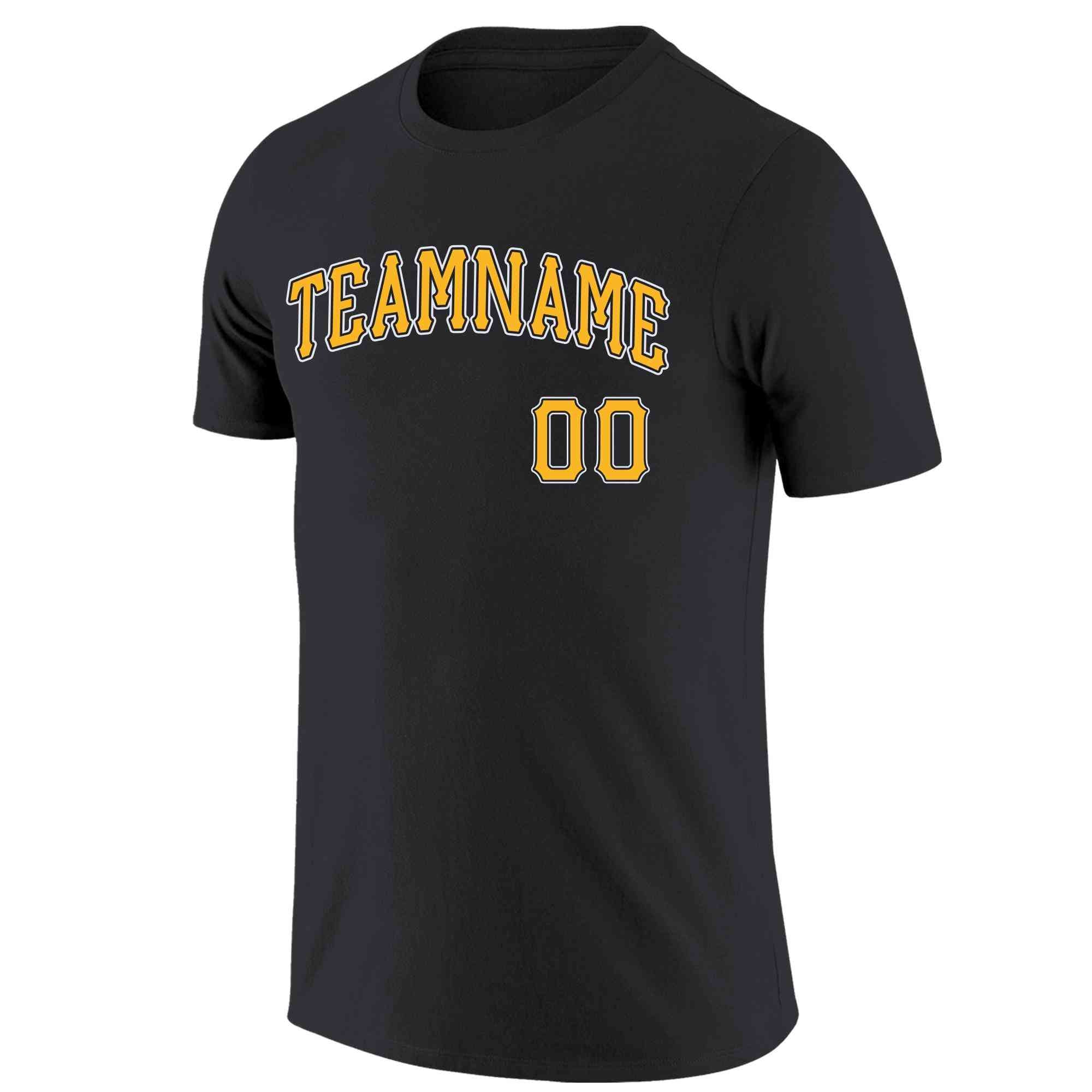 Custom Black Yellow-White Classic Style Crew neck T-Shirts Full Sublimated | KXKSHOP