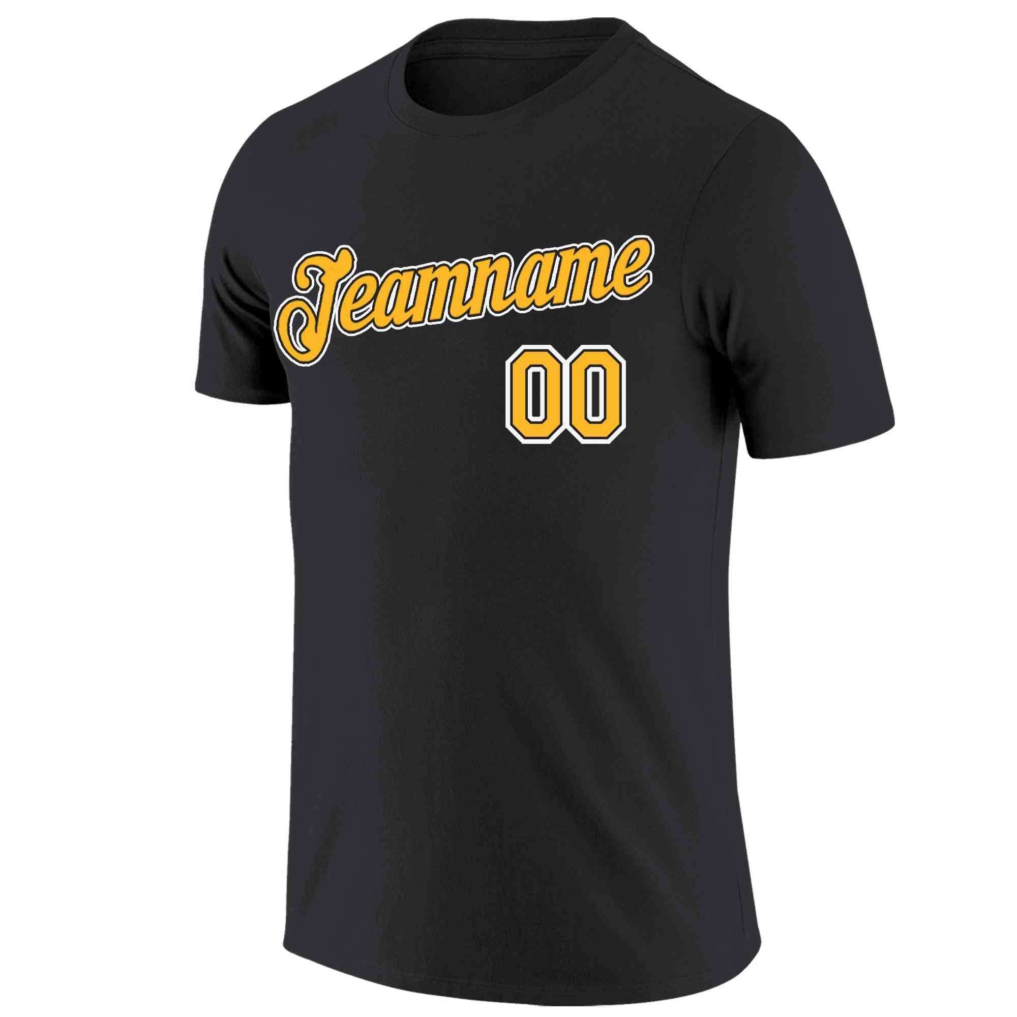 Custom Black Yellow-White Classic Style Crew neck T-Shirts Full Sublimated | KXKSHOP
