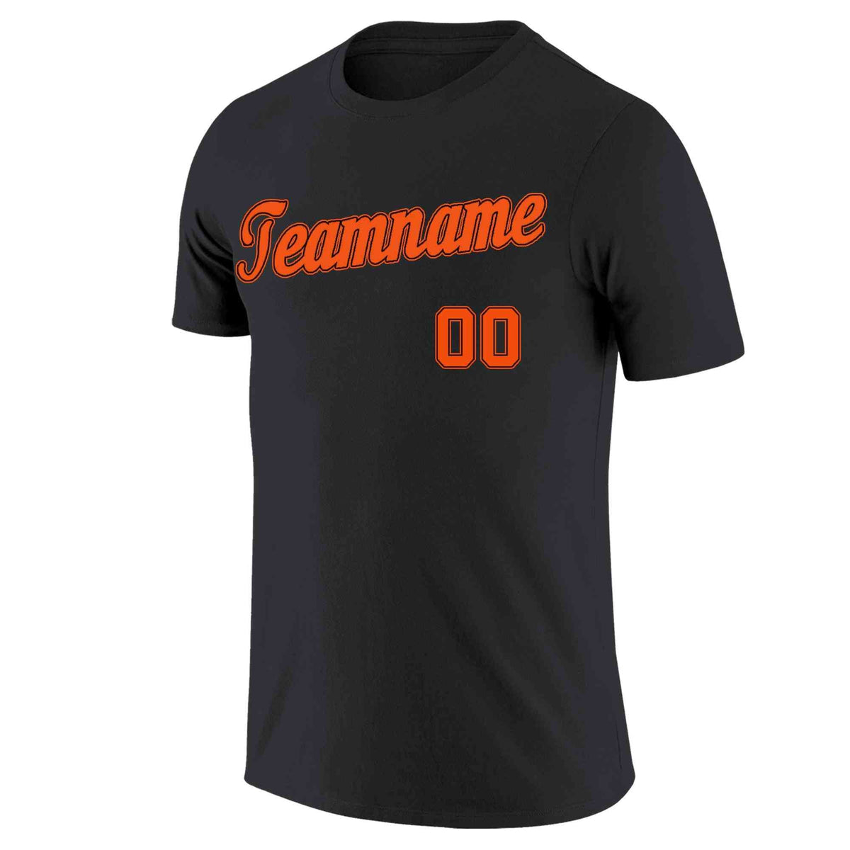 Custom Black Orange-Black Classic Style Crew neck T-Shirts Full Sublimated | KXKSHOP