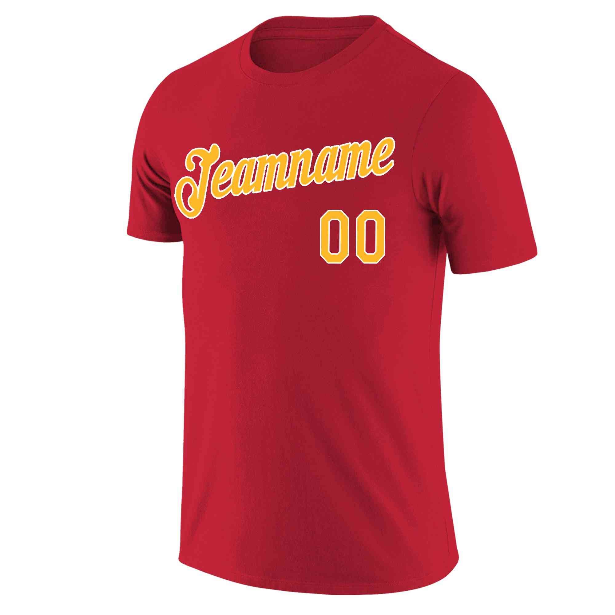 Custom Red Yellow-White Classic Style Crew neck T-Shirts Full Sublimated | KXKSHOP